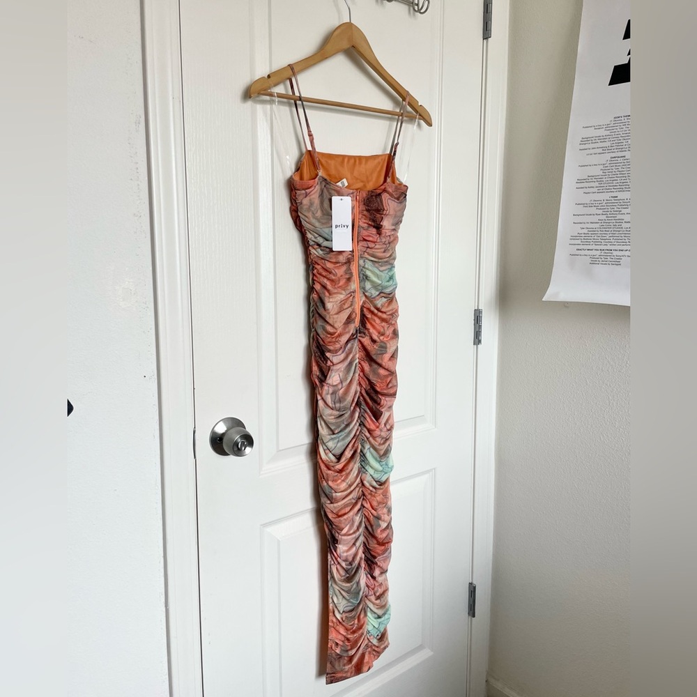 NWT Privy Multicolor Ruched Dress
